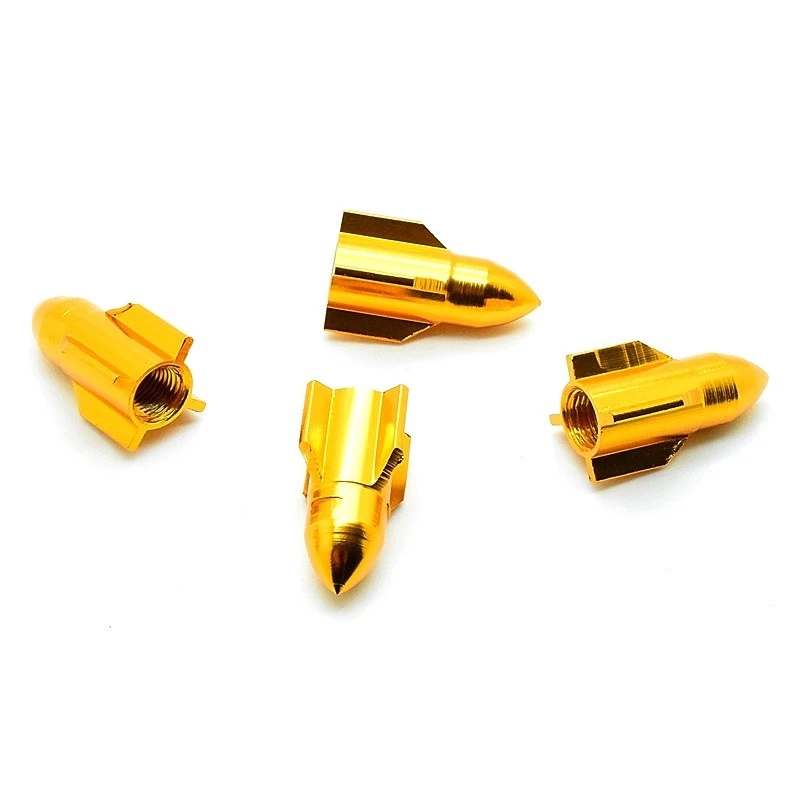 Bouchon De Valve Missile Doré En Aluminium - Par 4 3 Bouchon De Valve Missile Doré En Aluminium - Par 4 – Image 3