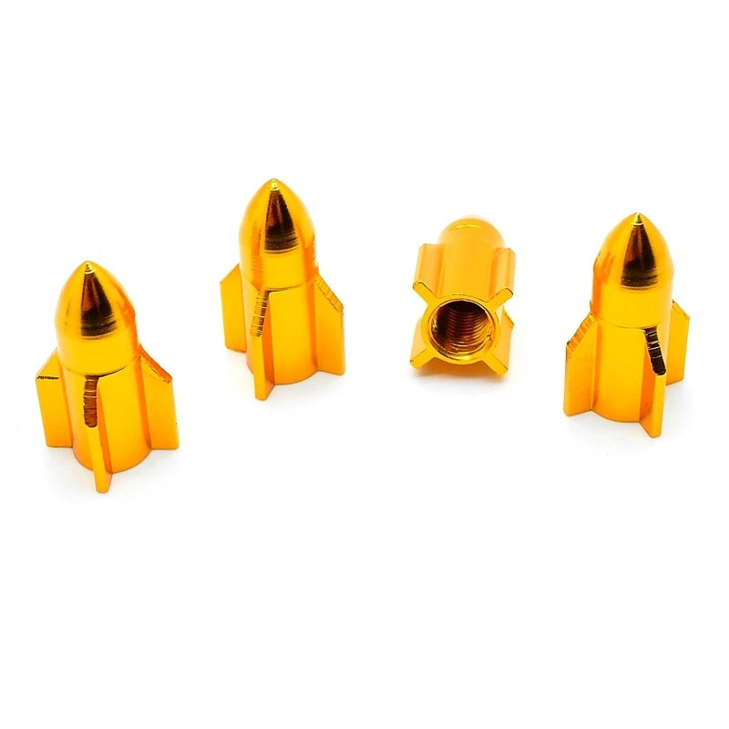 Bouchon De Valve Missile Doré En Aluminium - Par 4 1 Bouchon De Valve Missile Doré En Aluminium - Par 4